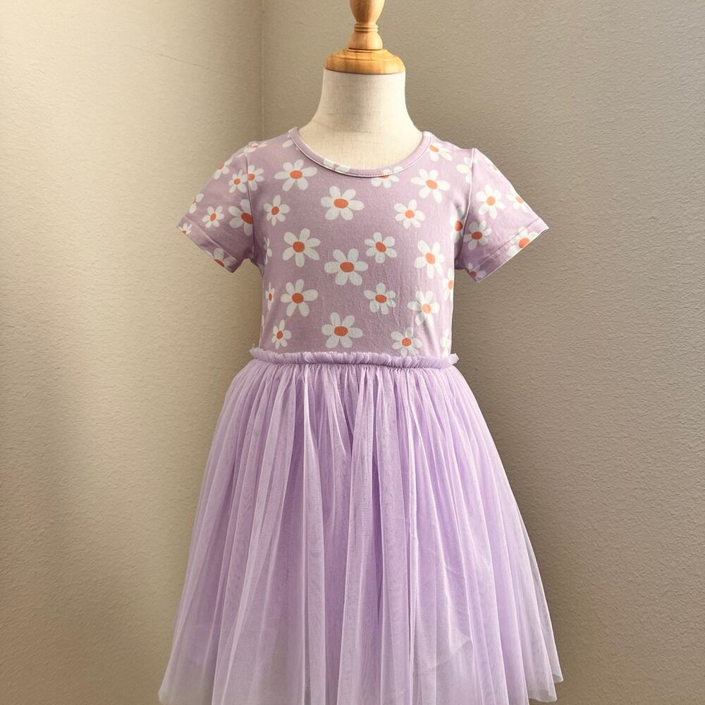 Taylor Joelle Purple Daisy Tulle Dress 5Y
